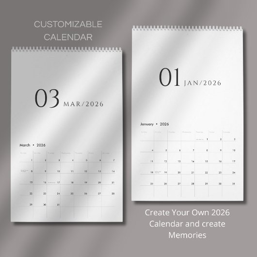 Calendrier Design minimaliste et épuré
