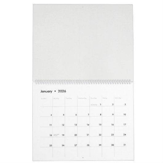 Calendrier dessin d'une fleur rouge sur un arrière - plan bla (Jan 2026)