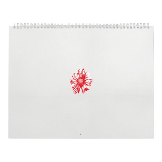 Calendrier dessin d'une fleur rouge sur un arrière - plan bla (Protection)
