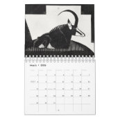 Calendrier Dessin en ligne simple en noir et blanc (Mar 2026)