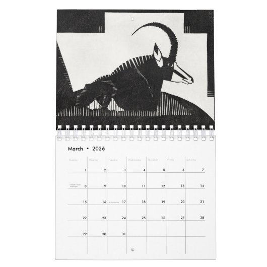 Calendrier Dessin en ligne simple en noir et blanc (Mar 2026)