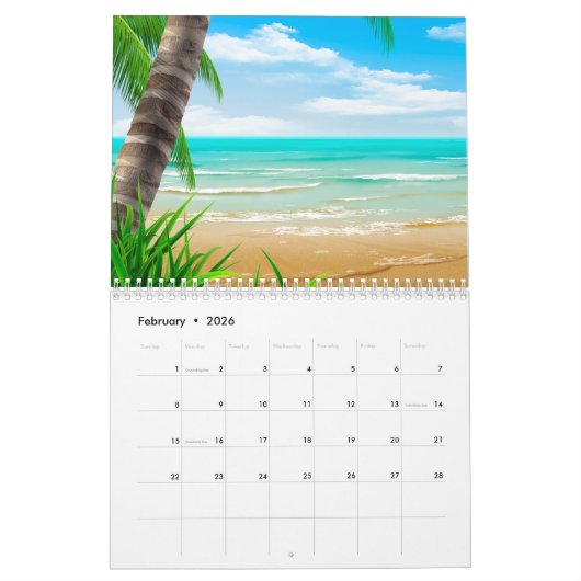 Calendrier d'été de plage 2021 (Feb 2026)