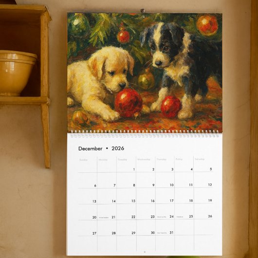 Calendrier Deux Chiots Mignons