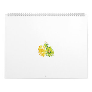 Calendrier Deux fleurs jaunes et vertes sur un arrière - plan