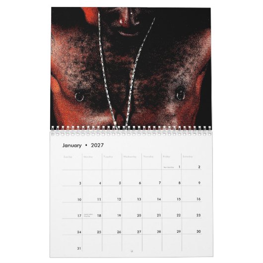 Calendrier d'homme d'Afro-américain (Jan 2027)