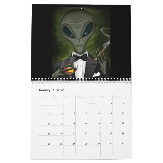 Calendrier d'Humour UFO et Alien (Jan 2026)