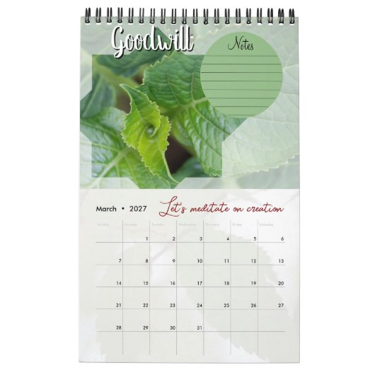 Calendrier Dieu méditation : étoile, mots & notes (Mar 2027)