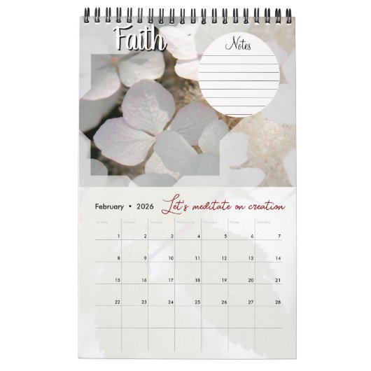 Calendrier Dieu méditation : étoile, mots & notes (Feb 2026)