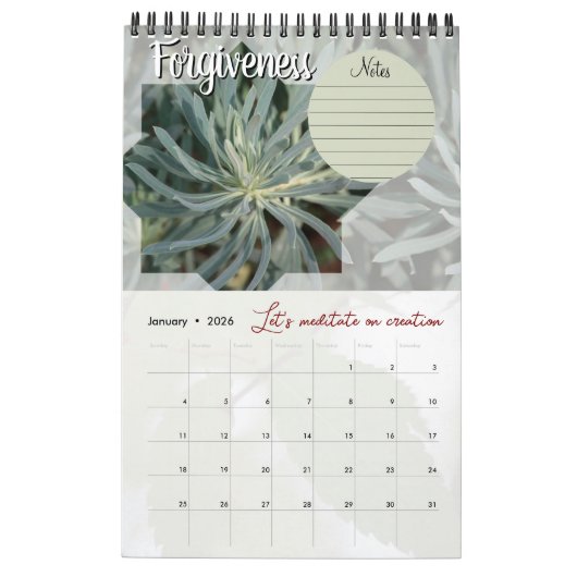 Calendrier Dieu méditation : étoile, mots & notes (Jan 2026)