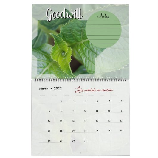 Calendrier Dieu méditation : étoile, mots & notes (Mar 2027)