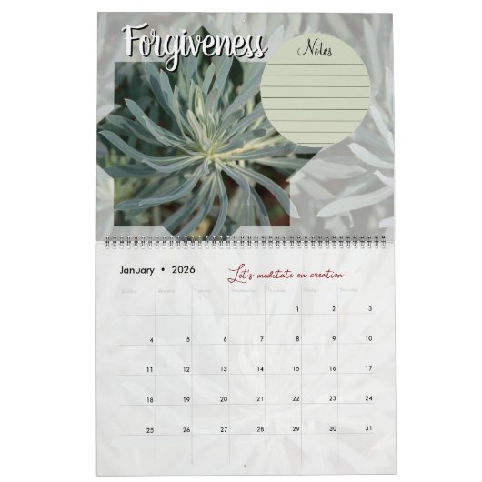 Calendrier Dieu méditation : étoile, mots & notes (Jan 2026)