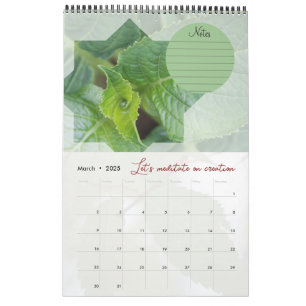 Calendrier Dieu méditation jardin : étoile & notes