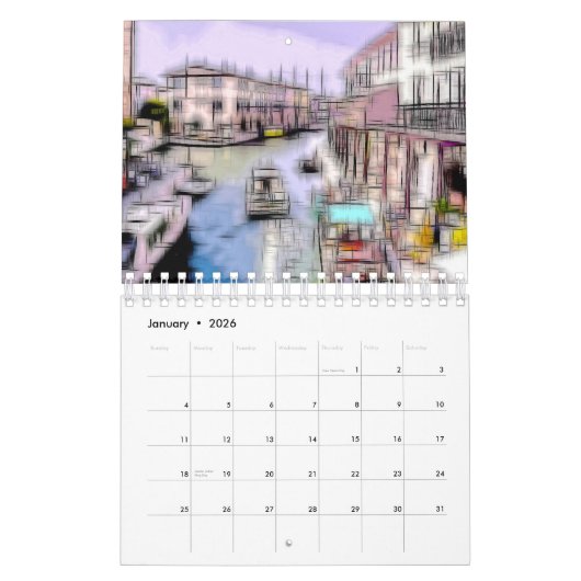 Calendrier Digital effect of style "impression" calendar (Jan 2026)
