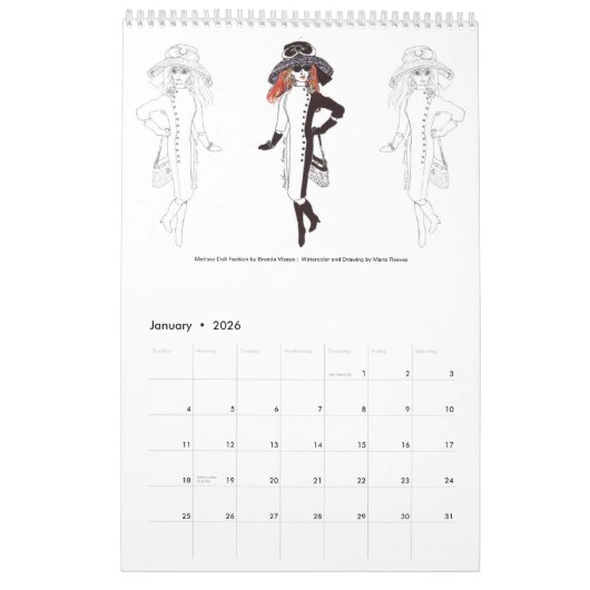 Calendrier d'illustration de MatisseFashions 2024 (Jan 2026)