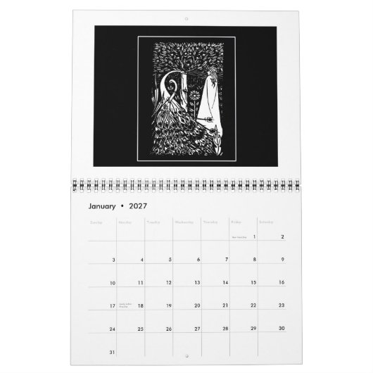 Calendrier d'illustrations de Nouveau d'art de (Jan 2027)