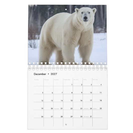 Calendrier d'images d'animaux (Dec 2027)