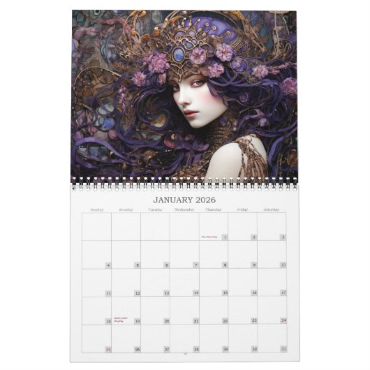 Calendrier d'Imaginaire des Muses mystiques 2026 (Jan 2026)