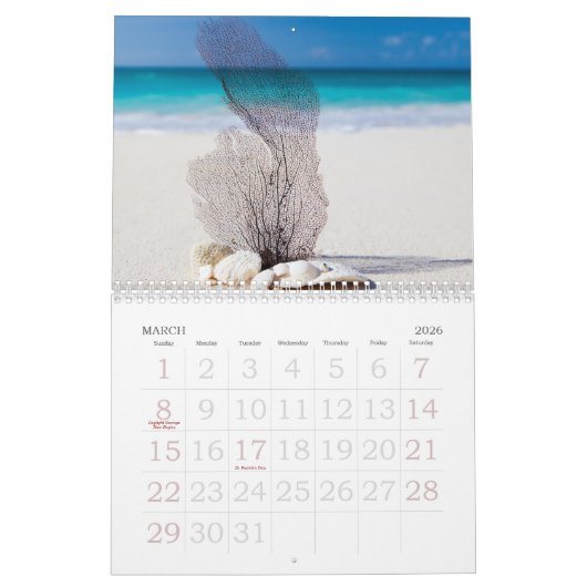 Calendrier d'impression 2023 - Plage (Mar 2026)