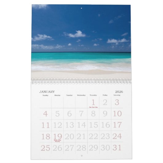 Calendrier d'impression volumineuse - Plage (Jan 2026)