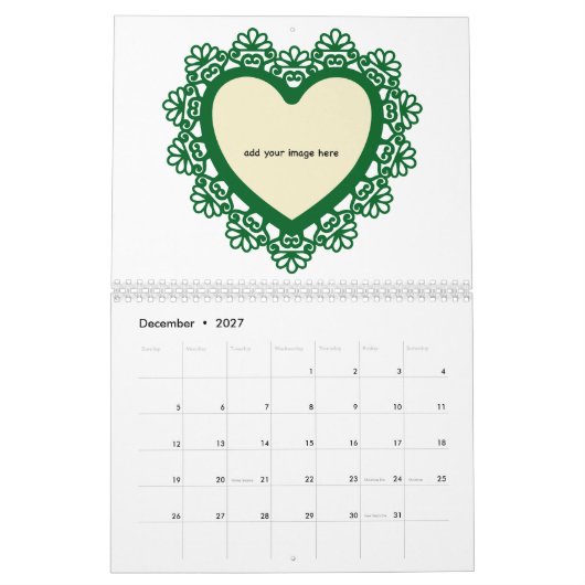 Calendrier Dingus Coeur et dentelle coloré (Dec 2027)