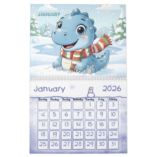 Calendrier Dinosaur Adventure Personalized Kids Calendar 2026 (Jan 2026)