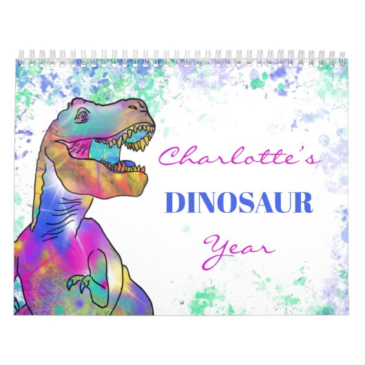 Calendrier Dinosaures personnalisé coloré (Protection)