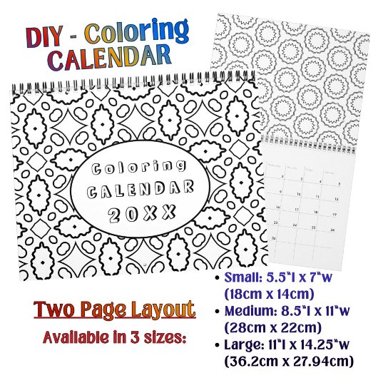 Calendrier DIY Coloring Pattern custom Outline Art -
