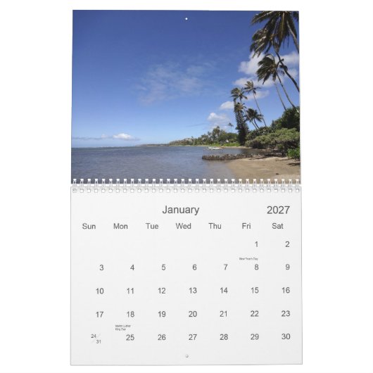 Calendrier d'Oahu, Hawaï 2013 (Jan 2027)