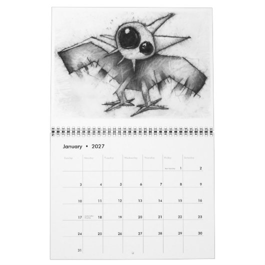 calendrier d'oiseau (Jan 2027)