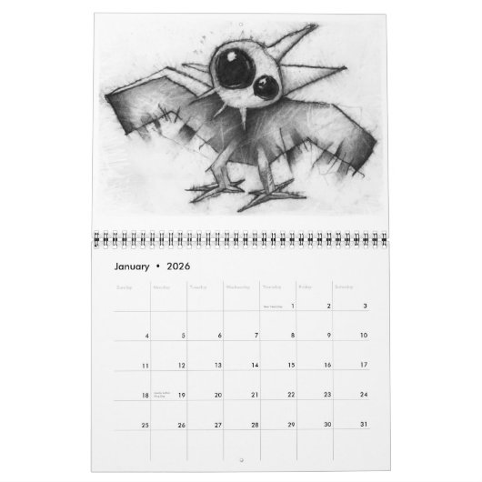 calendrier d'oiseau (Jan 2026)