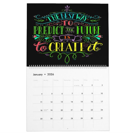 Calendrier Doodle Art et Citations (Jan 2026)
