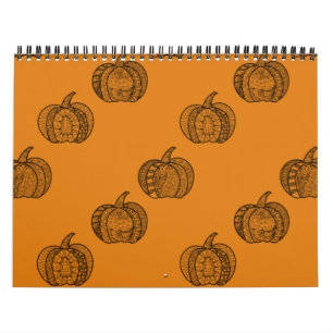 Calendrier Doodles d'Halloween boho mandala citrouilles Autom