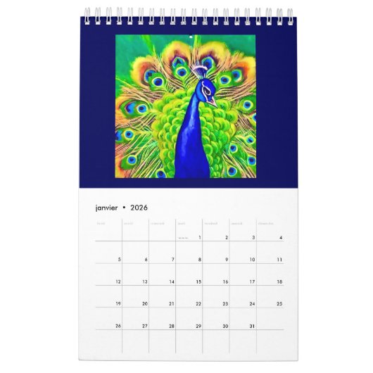 Calendrier double page Petit, Blanc Animaux (Jan 2026)