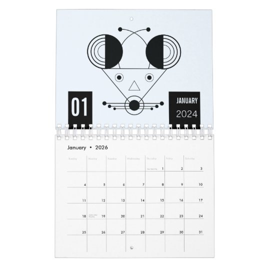 Calendrier Douze Bête : Un Voyage Géométrique Zodiaque (Jan 2026)