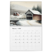 Calendrier Douze mois de ponts couverts d'aquarelle (Feb 2026)