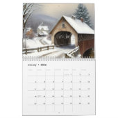 Calendrier Douze mois de ponts couverts d'aquarelle (Jan 2026)