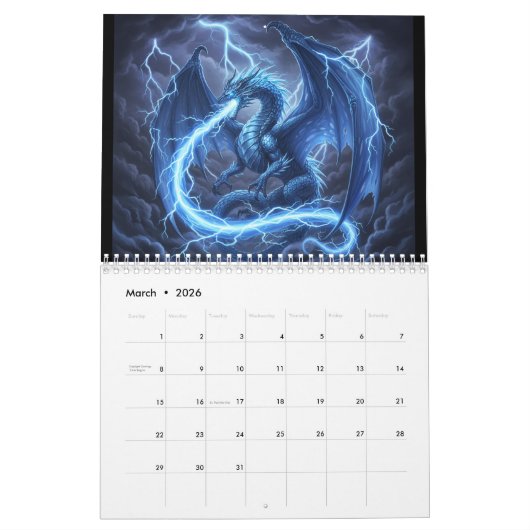 Calendrier Dragon Calendar (Mar 2026)