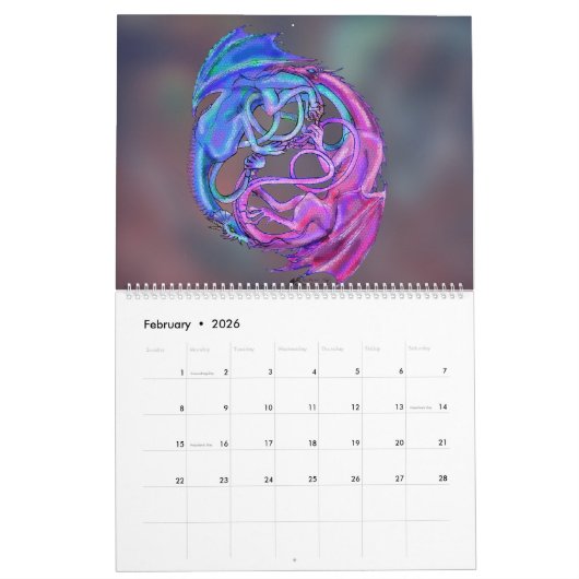 Calendrier Dragons Monsters Reptile Beast Créature Animal Dra (Feb 2026)