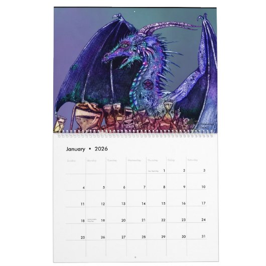 Calendrier Dragons Monsters Reptile Beast Créature Animal Dra (Jan 2026)