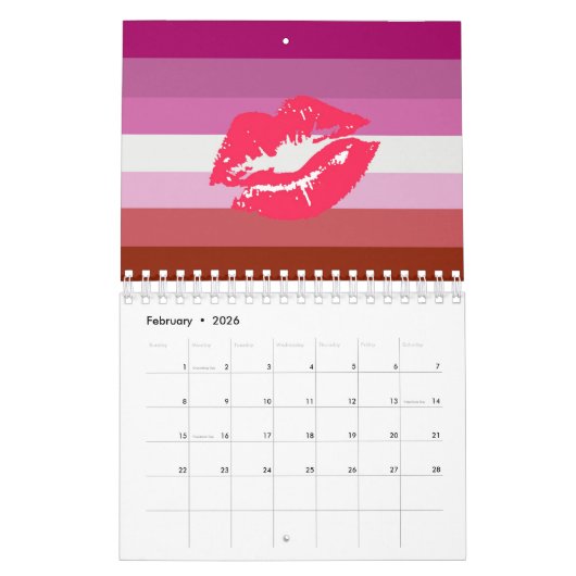 Calendrier Drapeau de la fierté lesbienne (Feb 2026)