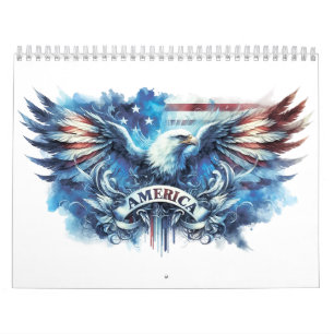 Calendrier Drapeau de l'aigle et des USA.Patriotique.