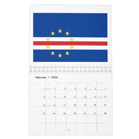 Calendrier Drapeau Du Cap-Vert (Feb 2026)
