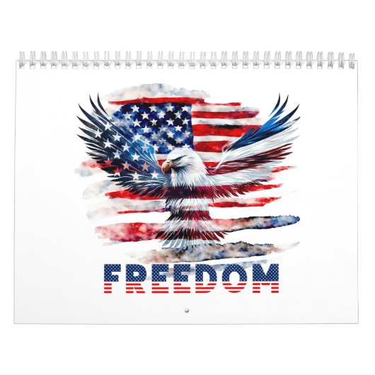 Calendrier Drapeau et aigle des Etats-Unis.Liberté. (Protection)