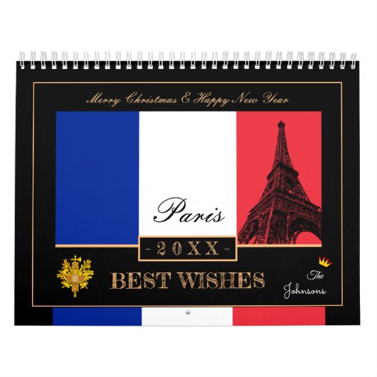 Calendrier Drapeau Français 2026 et Bonne Année Eiffel, Franc (Protection)