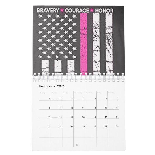 Calendrier drapeau patriote usa (Feb 2026)
