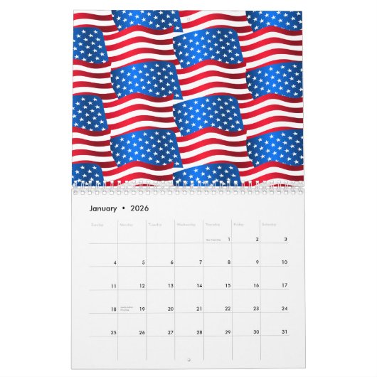Calendrier drapeaux américains (Jan 2026)