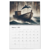 Calendrier Dreams dauphins sur bois rustique 2025 (Feb 2027)