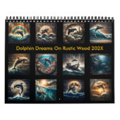 Calendrier Dreams dauphins sur bois rustique 2025 (Protection)