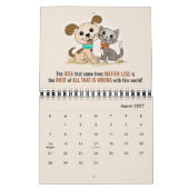 Calendrier Droites de bien-être d'animal de compagnie de chat (Mar 2027)