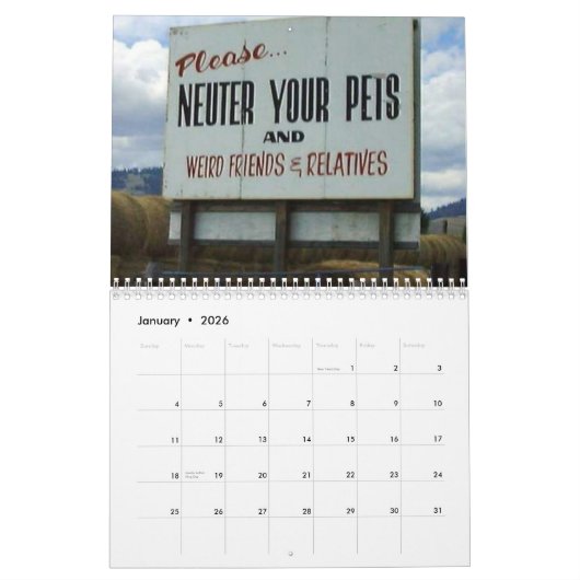 calendrier drôle de signe (Jan 2026)